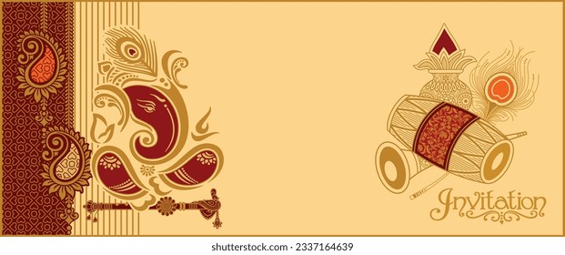 Indian wedding invitation card design. Vector illustration.	