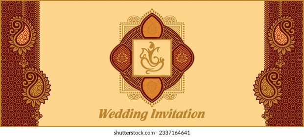 Indian wedding invitation card design. Vector illustration.	