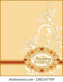 Indian wedding invitation card design. Exclusive vintage decorative vector illustration.