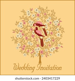 Indian wedding invitation card design. Vector illustration.