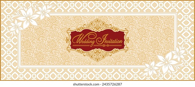 Indian wedding invitation card design. Exclusive vintage decorative vector illustration.