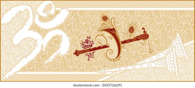 Indian wedding invitation card design. Exclusive vintage decorative vector illustration.