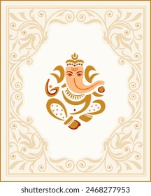 Indian wedding invitation card design. Exclusive vintage decorative vector illustration.