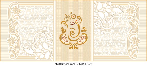 Indian wedding invitation card design. Exclusive vintage decorative vector illustration.