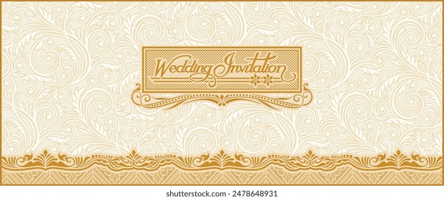 Diseño de tarjeta de invitación de boda india. Exclusiva Ilustración vectorial decorativa vintage.