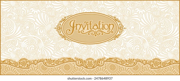 Indian wedding invitation card design. Exclusive vintage decorative vector illustration.