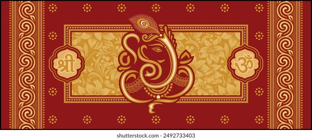 Indian wedding invitation card design. Exclusive vintage decorative vector illustration.