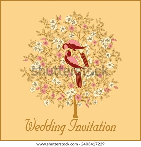 Indian wedding invitation card design. Vector illustration.