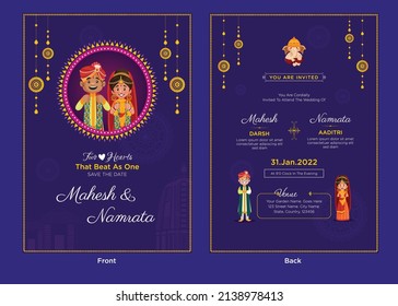 Indian wedding invitation card template design.