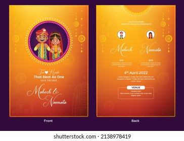 Indian wedding invitation card template design.