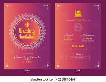 Indian wedding invitation card template design.