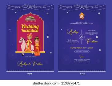 Indian wedding invitation card template design.