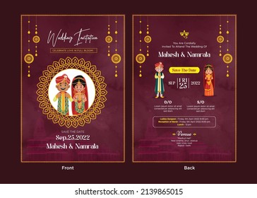 Diseño de la plantilla de la tarjeta de invitación a boda india. 