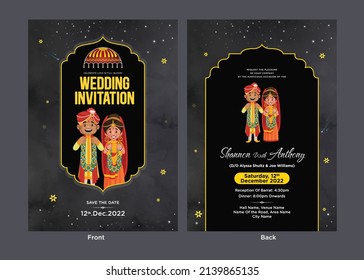 Indian wedding invitation card template design. 