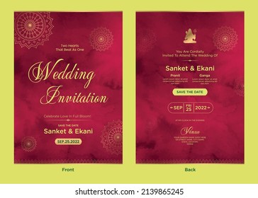 Indian wedding invitation card template design. 