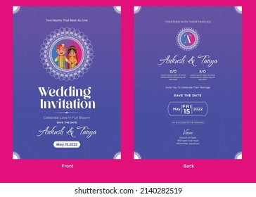 Indian wedding invitation card template design. 