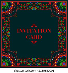 Indische Hochzeitskarte Vorlage mit indischem Muster.