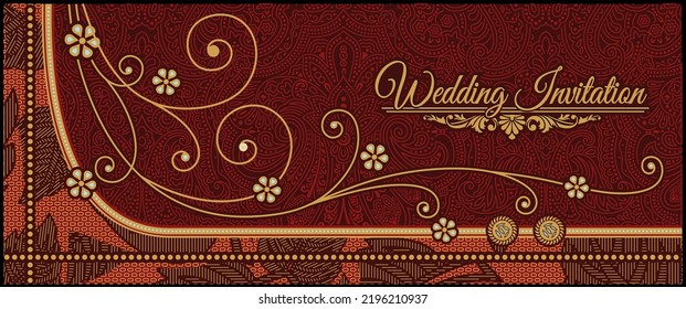 Plantilla de la tarjeta de invitación de boda india. Ilustración vectorial tradicional.