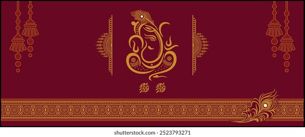 Indian wedding invitation card template. Vector illustration.