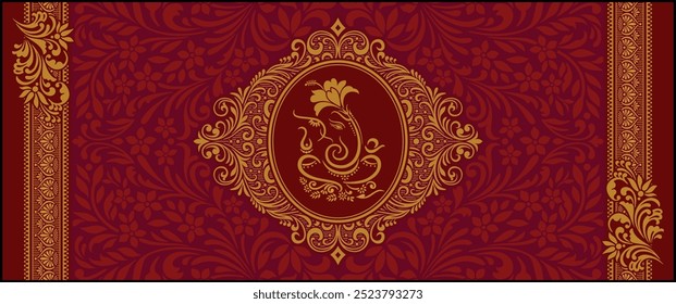 Indian wedding invitation card template. Vector illustration.