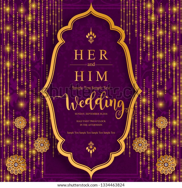 Indian Wedding Invitation Card Templates Gold Stock Vector (Royalty ...