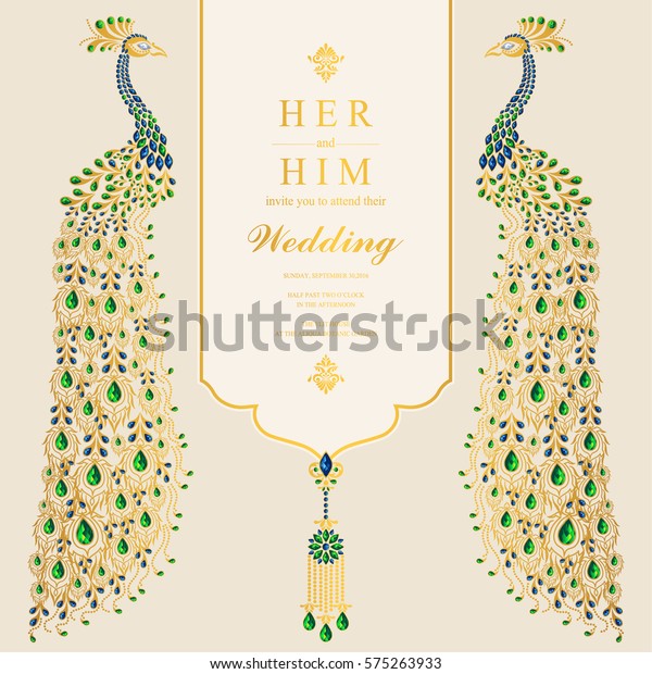 Indian Wedding Invitation Card Templates Gold Stock Vector (Royalty ...