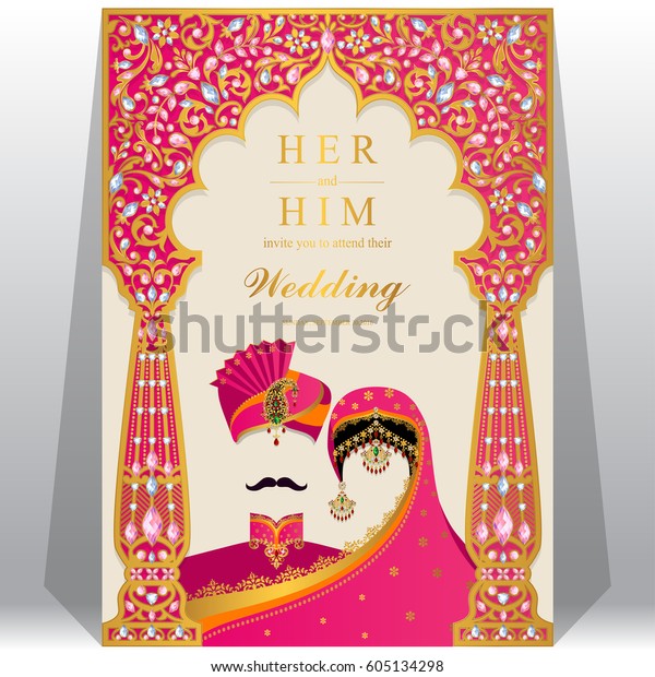 Indian Wedding Invitation Card Templates Gold Stock Vector (Royalty ...