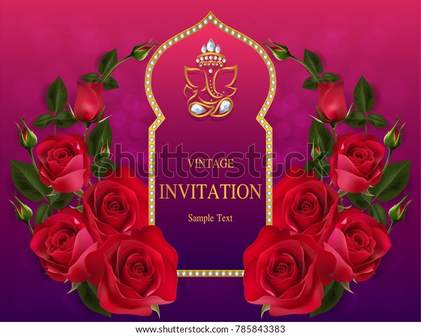 Indian Wedding Invitation Card Templates Ganesha Stock Vector