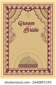 Indian Wedding Invitation Card. Traditional wedding invitation templates design. Tamil wedding