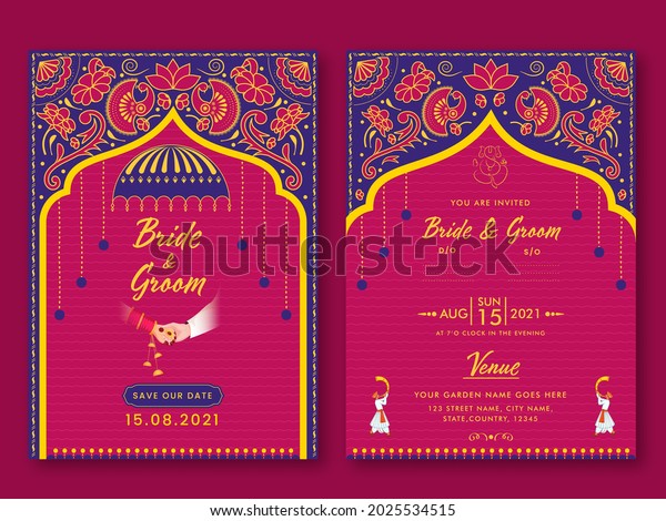 Indian Wedding Invitation Template Layout Event Stock Vector (Royalty ...