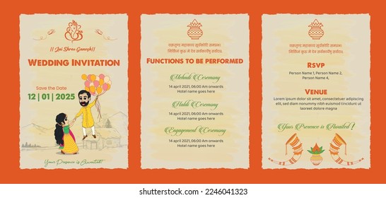 Indian wedding Invitation template ready to print