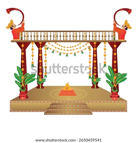 Indian Wedding Mandap Clipart Elements 