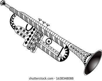 Indian wedding music instrument Brass vector clip art with flower design icon- vector
