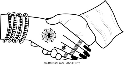 Indian Wedding Symbol Hand Groom Bride Stock Vector (Royalty Free ...