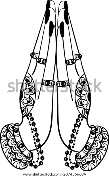 Indian Wedding Symbol Women Hand Welcoming Stock Vector (Royalty Free ...