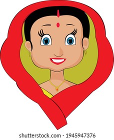 Indian Wife Cartoon Character Stock Vector (Royalty Free) 1945947376