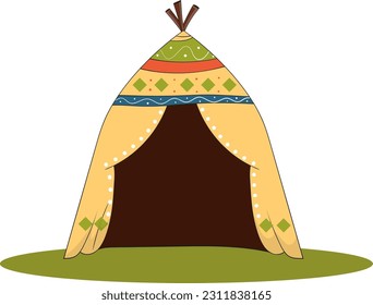 Indian wigwam childish vector illustration on white