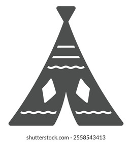 Indian wigwam solid icon, west desert concept. Vector graphics. Cone house with sign on white background, glyph style icon for mobile or web design