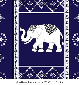 indio, salvaje, elefante, animal, vintage, tela, africano, tribal, textil, étnico, decoración, diseño, ornamento, india, patrón, frontera floral, viaje, arabesco, arte hamsa, flor, persia, festivo, h