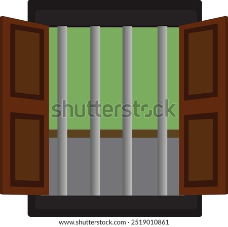 Indian Window vector illustration.Wooden open window symbol isolated on white. Constuction elements