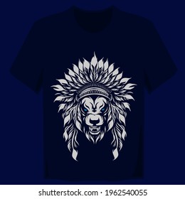 Indian Wolf beast unique line pop art potrait logo colorful design with dark background. Abstract vector illustration. Isolated black background for t-shirt, poster, clothing, merch. 