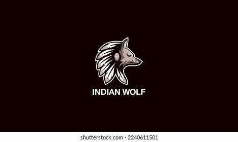 Indian wolf vector logo design illustration