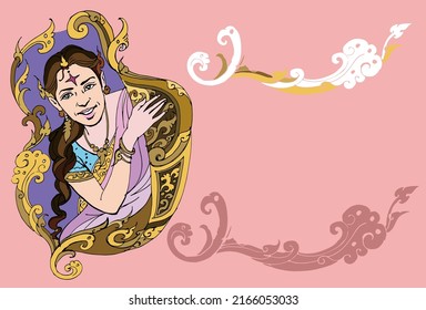 Indian woman art vector for card, illustration, background