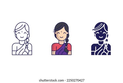 Indian woman avatar icon vector illustration