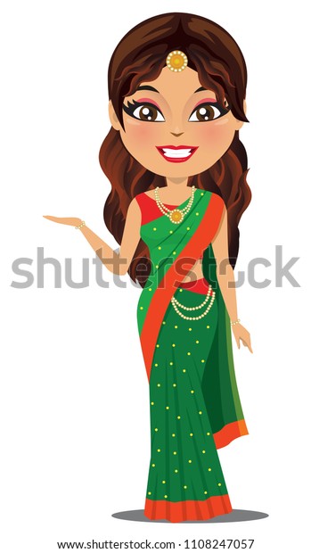 Indian Woman Beautiful Traditional South Asian Stock Vector (Royalty ...