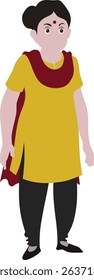 Indian Woman Cartoon Vector Character – Traditional Female in Salwar Kameez for Animation, Cultural Projects, Explainer Videos, Mascot Design, Storytelling, and Educational Illustrations
