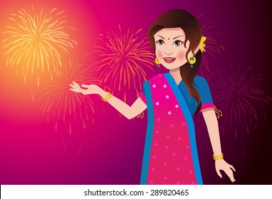 Indian Woman Celebrating a Festival