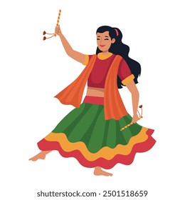 indian woman celebrating navratri festival isolated