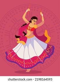 Indian Woman Dancing Costume Traditional Stock Vector (royalty Free 