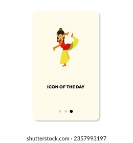 Indian woman dancing flat vector icon. Indian dancer wearing traditional clothing dancing isolated. Dancing concept. Vector illustration symbol elements for web design